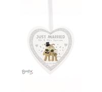 Personalised Memento Company Personalised Boofle Wedding Large Wooden Heart Decoration in White Personalised Memento Company White