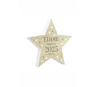 Personalised Memento Company Personalised Born In Wooden Star Ornament in Brown Personalised Memento Company Brown