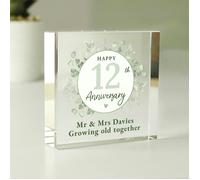 Personalised Memento Company Personalised Botanical Anniversary Crystal Token