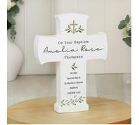 Personalised Memento Company Personalised Botanical Cross Wooden Ornament