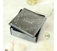 Personalised Memento Company Personalised Botanical Diamante Mirrored Trinket Box