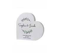 Personalised Memento Company Personalised Botanical Free Standing Heart Ornament in Grey Personalised Memento Company Grey