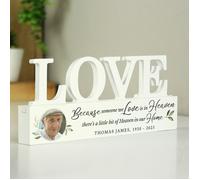 Personalised Memento Company Personalised Botanical Memorial Photo Upload Wooden Love Ornament