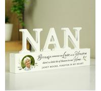 Personalised Memento Company Personalised Botanical Memorial Photo Upload Wooden Nan Ornament