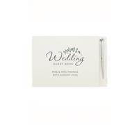 Personalised Memento Company Personalised Botanical Wedding Guest Book & Pen in White Personalised Memento Company White