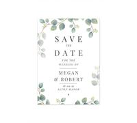 Personalised Memento Company Personalised Botanical Wedding Save the Dates Pack of 36 in White Personalised Memento Company White