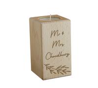 Personalised Memento Company Personalised Botanical Wooden Tealight Holder