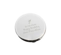 Personalised Memento Company Personalised Butterfly Round Compact Mirror In Metallic Silver Metallic Silver One Size