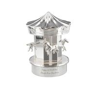 Personalised Memento Company Personalised Carousel Money Box in Metallic Silver Personalised Memento Company Metallic Silver