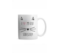 Personalised Memento Company Personalised Cat Features Mug in White Personalised Memento Company White