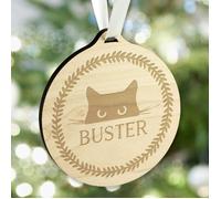 Personalised Memento Company Personalised Cat Round Wooden Bauble