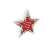 Personalised Memento Company Personalised Christmas Free Standing Wooden Star Ornament in Brown Personalised Memento Company Brown