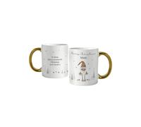 Personalised Memento Company Personalised Christmas Gonk Gold Handed Mug in White Personalised Memento Company White