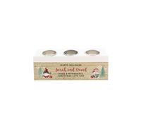 Personalised Memento Company Personalised Christmas Gonk Triple Tea Light Box in Brown Personalised Memento Company Brown