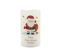 Personalised Memento Company Personalised Christmas Santa LED Candle in Off-White Personalised Memento Company Off-White