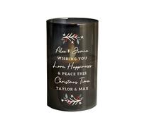 Personalised Memento Company Personalised Christmas Smoked Glass LED Candle in Black Personalised Memento Company Black