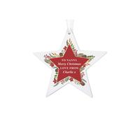 Personalised Memento Company Personalised Christmas Wreath Wooden Star Bauble in White Personalised Memento Company White