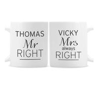 Personalised Memento Company Personalised Classic Mr Right/Mrs Always Right Mug Set