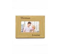 Personalised Memento Company Personalised Couples 6x4 Oak Finish Photo Frame in Brown Personalised Memento Company Brown