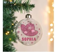 Personalised Memento Company Personalised Cowgirl Hat Christmas Bauble - Clear