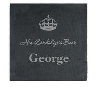 Personalised Memento Company Personalised Crown Motif Single Slate Coaster