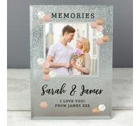 Personalised Memento Company Personalised Cute Hexagon Design 4x4 Glitter Glass Photo Frame