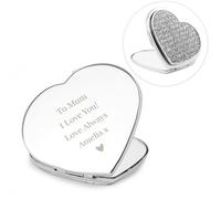 Personalised Memento Company Personalised Diamante Heart Compact Mirror