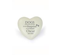 Personalised Memento Company Personalised Dog Pawprints Heart Memorial in White Personalised Memento Company White