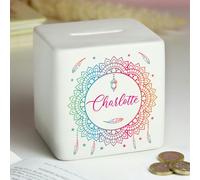 Personalised Memento Company Personalised Dreamcatcher Ceramic Square Money Box