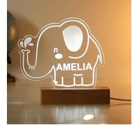 Personalised Memento Company Personalised Elephant Wooden Based LED Light