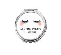 Personalised Memento Company Personalised Eyelashes Compact Mirror In Metallic Silver Metallic Silver One Size