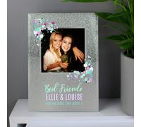 Personalised Memento Company Personalised Festival Style 4x4 Glitter Glass Photo Frame