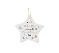 Personalised Memento Company Personalised First Christmas Star Christmas Tree Decoration in White Personalised Memento Company White