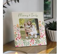 Personalised Memento Company Personalised Floral Ceramic 4x4 Frame - Cream - Ceramic - 4x4