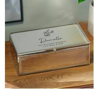 Personalised Memento Company Personalised Floral Mirrored Jewellery Box - Silver