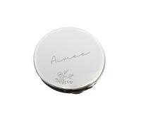 Personalised Memento Company Personalised Floral Round Compact Mirror In Metallic Silver Metallic Silver One Size