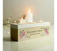 Personalised Memento Company Personalised Floral Triple Tealight Box