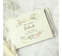 Personalised Memento Company Personalised Floral Watercolour Hardback Guest Book & Pen