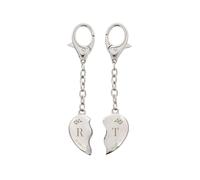 Personalised Memento Company Personalised Foliage Two Hearts Keyring in Metallic Silver Personalised Memento Company Metallic Silver