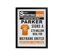 Personalised Memento Company Personalised Football News Black Poster Frame