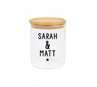 Personalised Memento Company Personalised Free Text Glass Jar with Bamboo Lid in Clear Personalised Memento Company Clear
