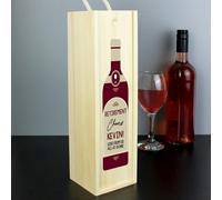 Personalised Memento Company Personalised Free Text Red Wooden Wine Bottle Box