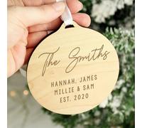 Personalised Memento Company Personalised Free Text Round Wooden Decoration