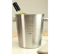 Personalised Memento Company Personalised Free Text Stainless Steel Ice Bucket in Metallic Silver Personalised Memento Company Metallic Silver
