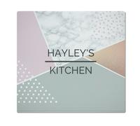 Personalised Memento Company Personalised Geometric Glass Chopping Board/Worktop Saver