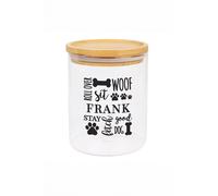 Personalised Memento Company Personalised Glass Dog Treat Jar with Bamboo Lid in Clear Personalised Memento Company Clear