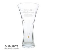 Personalised Memento Company Personalised Gold Anniversary Large Hand Cut Diamante Heart Vase
