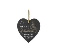 Personalised Memento Company Personalised Gold Christmas Slate Heart Ornament in Black Personalised Memento Company Black