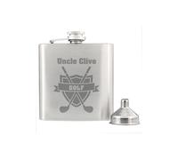 Personalised Memento Company Personalised Golf Hip Flask in Metallic Silver Personalised Memento Company Metallic Silver