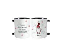 Personalised Memento Company Personalised Gonk Family Black Handled Christmas Mug - Boy in White Personalised Memento Company White